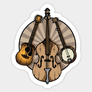 Folk Music/Bluegrass Instruments Sepia Sticker